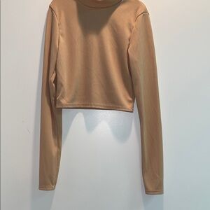 Boohoo Tan Ribbed Crop Top
